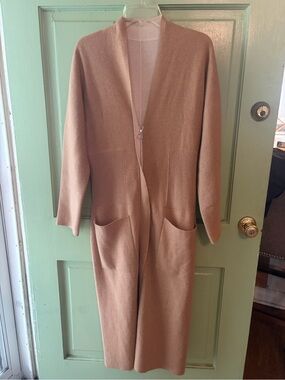 AKRIS LONG DUSTER 100% CASHMERE FULL ZIP CARDIGAN SWEATER OS S M L